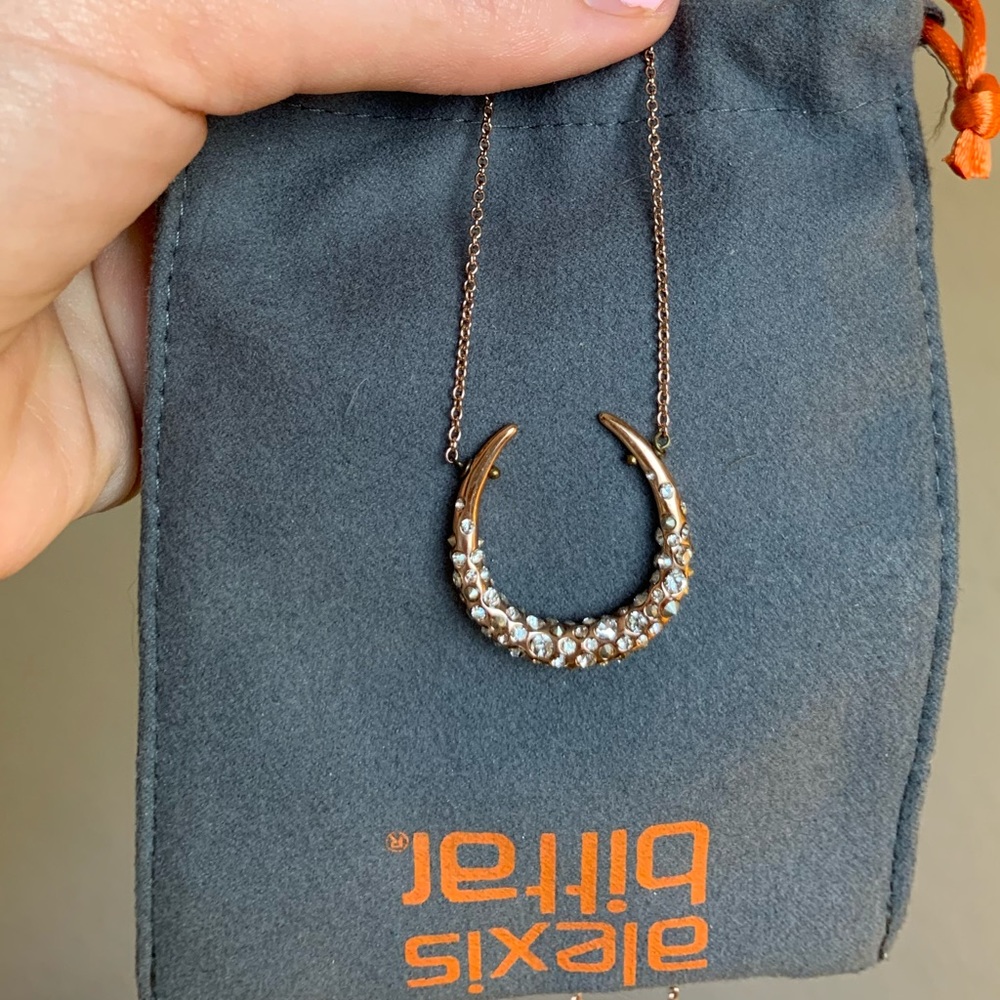 Alexis Bittar Rose Gold Crystal Horseshoe Necklace